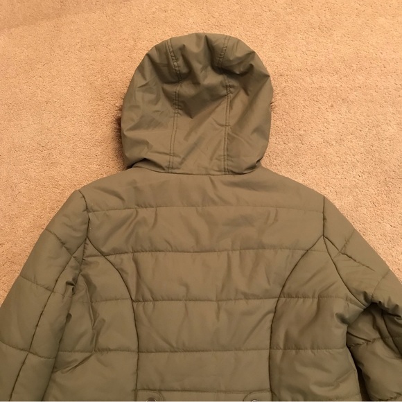 Maralyn Me Winter Coat Jacket Womens Large Junior Army Green Puffer Hooded - Picture 4 of 14